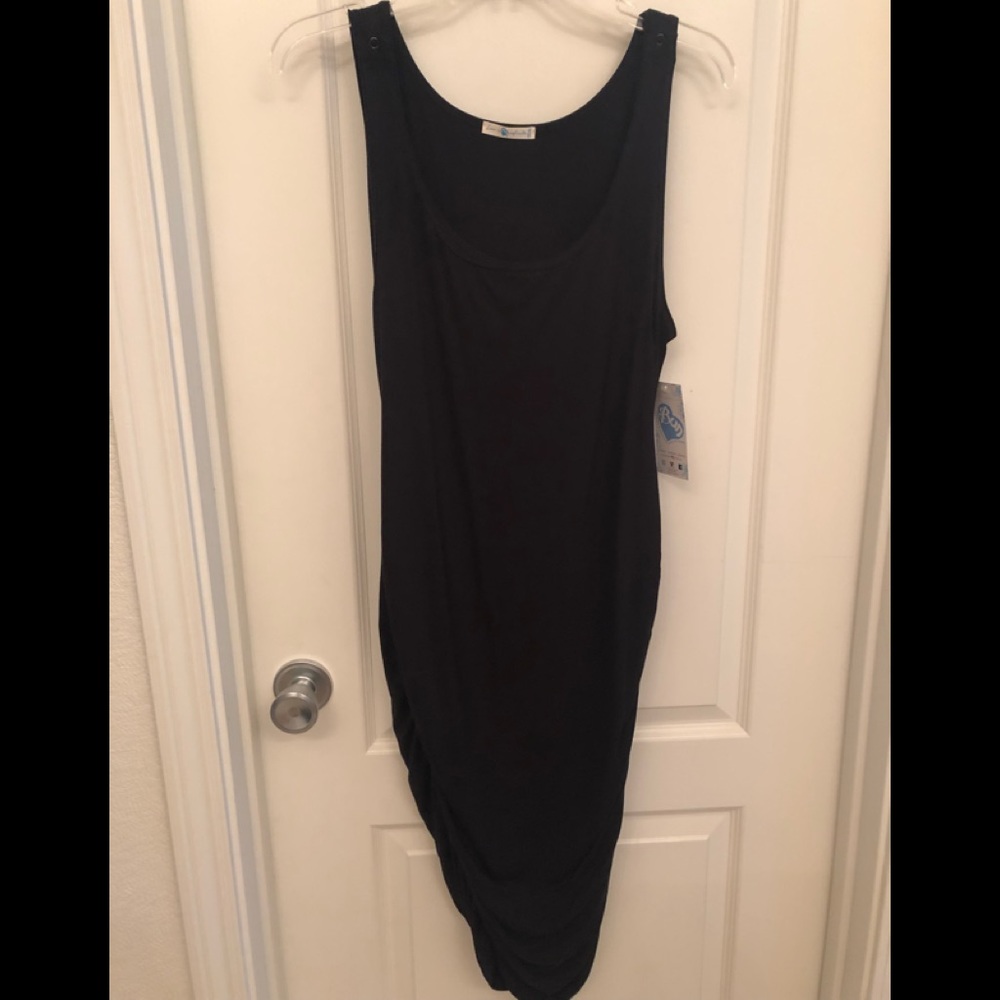 Maternity (or food baby) Black ruched tank dress